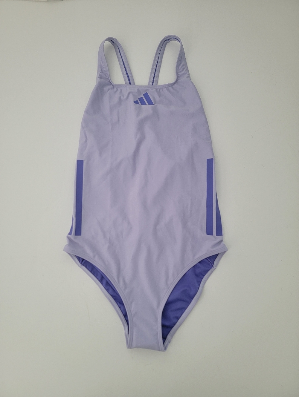 Adidas Women's Violet Tone Swimwear 3-Stripes One-Piece Swimsuit Size 10